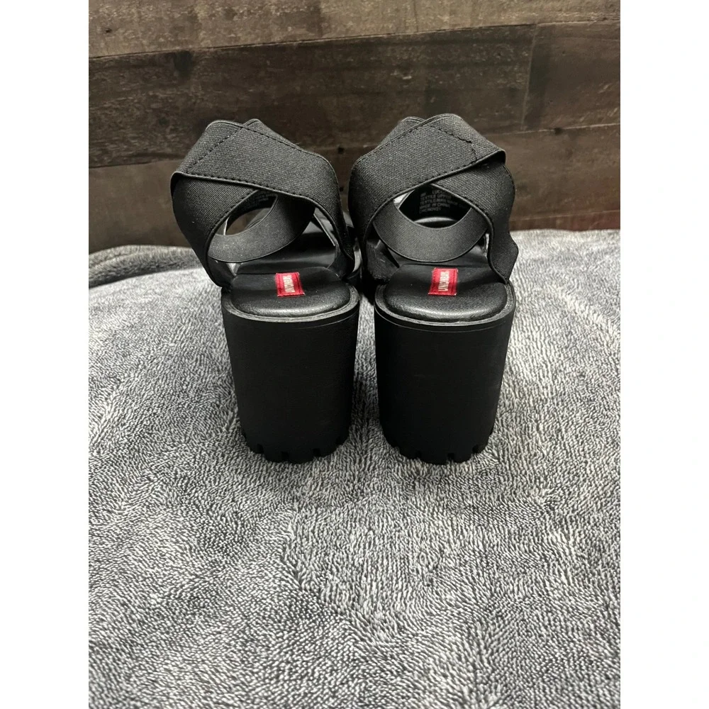 Y2K 90's Unionbay Black Platform Sandals Chunky Block‎ Heel Lug Sole 8M Grunge
